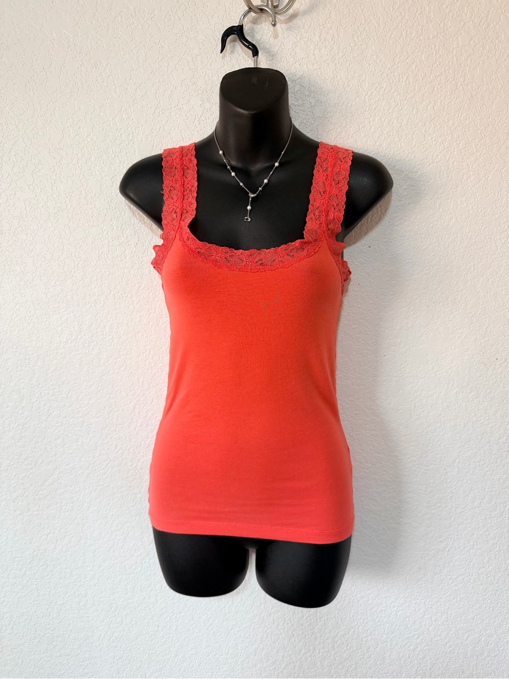 H&M Lace-Trim Coral Camisole
